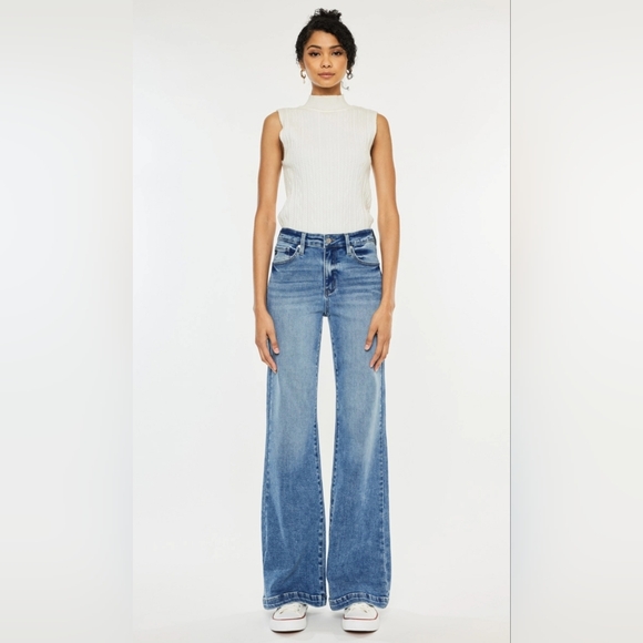 KanCan HIGH RISE WIDE LEG FLARE JEANS - Picture 3 of 7